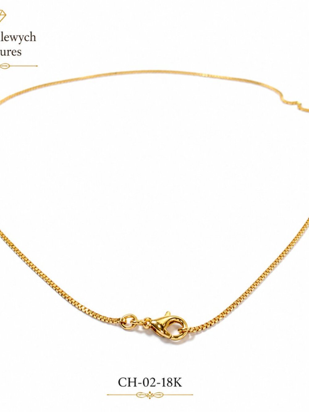 CH-03--18K Gold Plated Box Chain Necklace 18 Inch Gold Tone